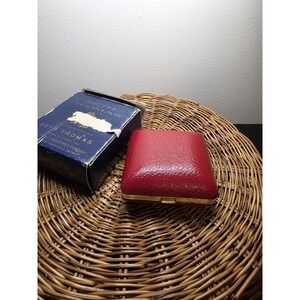 Seth Thomas Folding Travel WindUp Luminous Alarm Clock Red Leather Case Rare Vtg